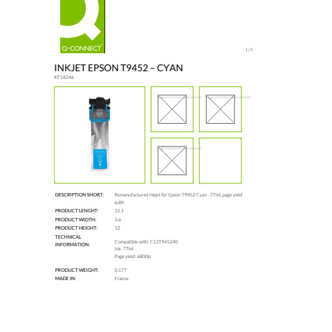 Cartuccia Q-Connect rigenerata Epson T9452 (C13T945240) ciano - KF14246